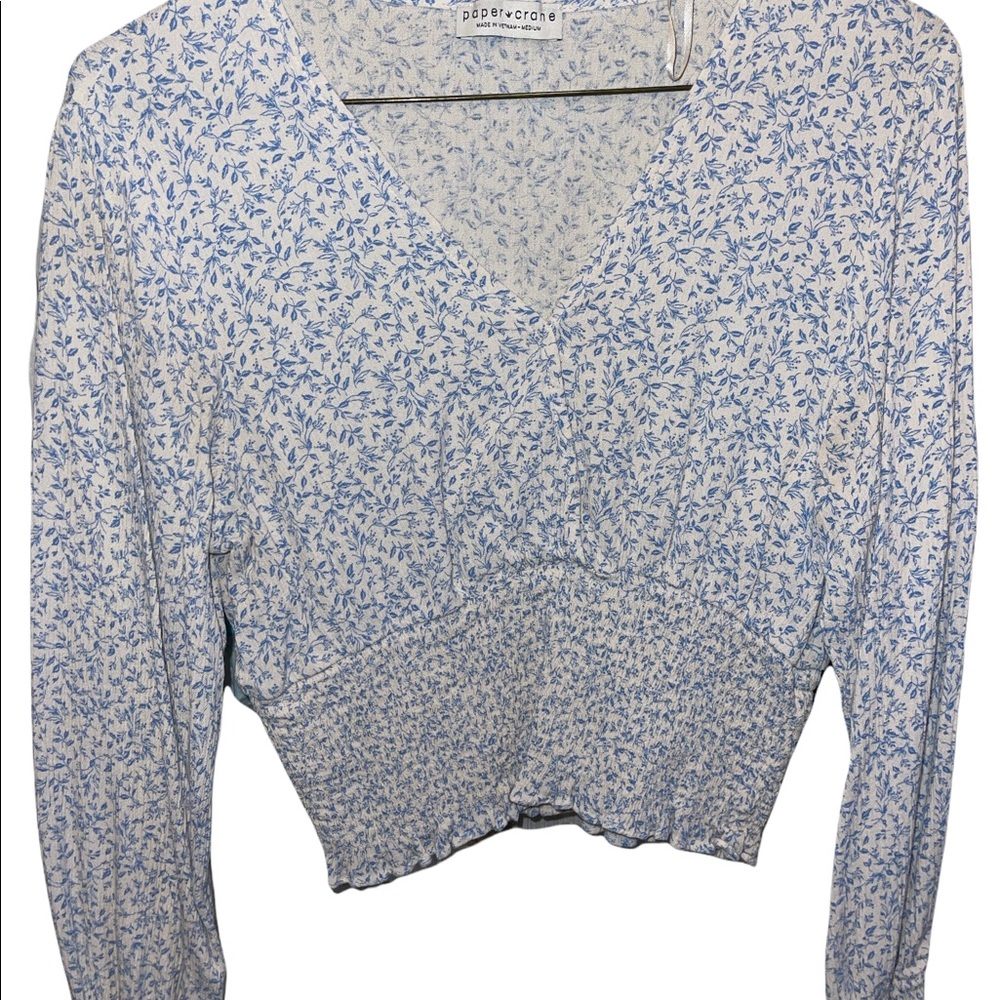 Blue and White paper crane top